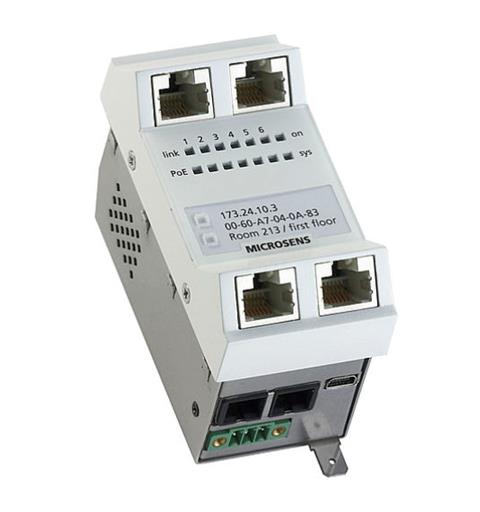 FTTO Micro Switch 2SFP 44-57V PoE+ 4x10/100/1000T PoE+, 2x1000X SFP Slot